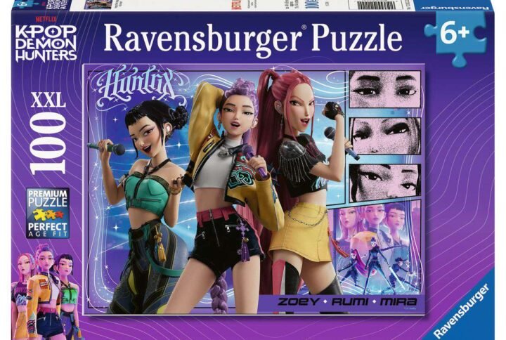 Ravensburger XXL dėlionė KPop Demon Hunters Huntrix 100 detalių – dėžutė